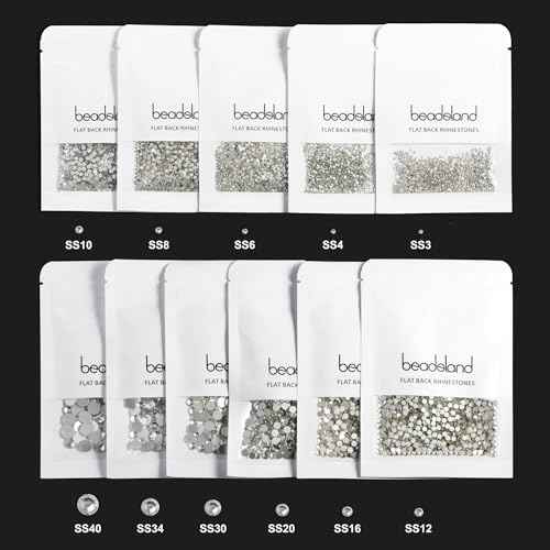beadsland 144pcs Flat Back Crystal Rhinestones Round Gems for Nail Art and Craft Glue Fix, Crystal AB, 10mm, SS50/144pcs
