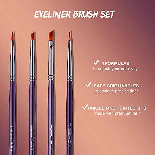 EIGSHOW Eyeliner Brush Set, Ultra Fine Gel Eyeliner Brush for Precision Eye Liner, Eyebrow Filling, Face Painting, 4 Pieces