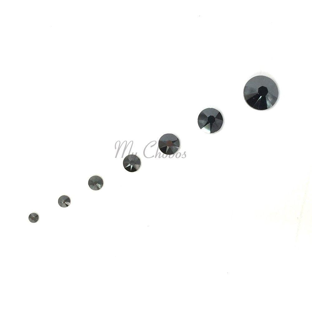 JET HEMATITE (280 HEM) black 144 pcs 2058/2088 SWAROVSKI Crystal Flatbacks rhinestones nail art mixed with Sizes ss5, ss7, ss9, ss12, ss16, ss20, ss30