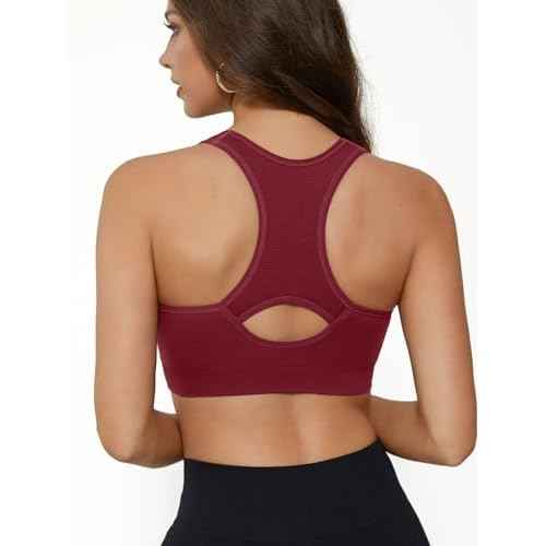 FITTIN Racerback Sports Bras for Women - Padded Seamless Support Bra for Yoga Gym Workout Fitness
