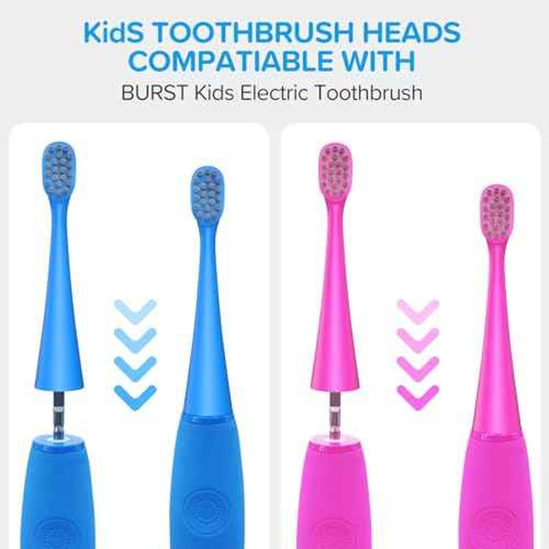 Replacement Toothbrush Heads Compatiable with Burst Kids Electric Toothbrush, Soft Charcoal Bristles for Gentle on Gum and Deep Cleaning, Blue, Pack of 5