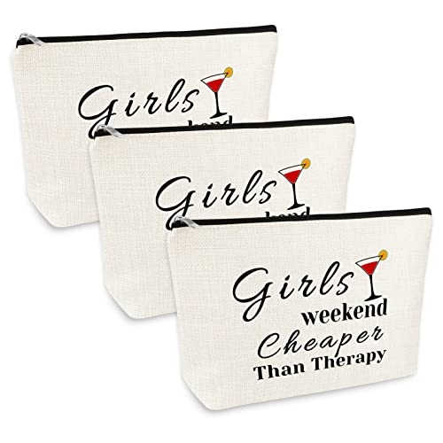Girls Weekend Gift 3 Pcs Travel Makeup Bag Friendship Trip Gift for Her Best Friends Bestie Sister Cosmetic Bags Christmas Birthday Graduation Present for Women Girls Travel Zipper Toiletries Pouch