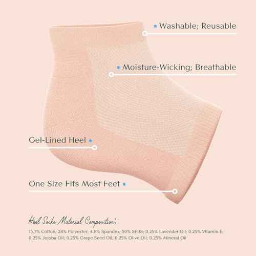 Bare August Moisturizing Heel-Repair Gel Socks ? Overnight Spa Sleep Socks for Dry, Cracked Heels & Soft Feet