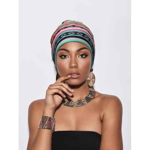Sintege 6 Pcs Satin Lined Bonnet Sleep Cap for Women Men African Silk Soft Beanie Hair Sleep Wrap for Natural Curly Braids(Exquisite Patterns)