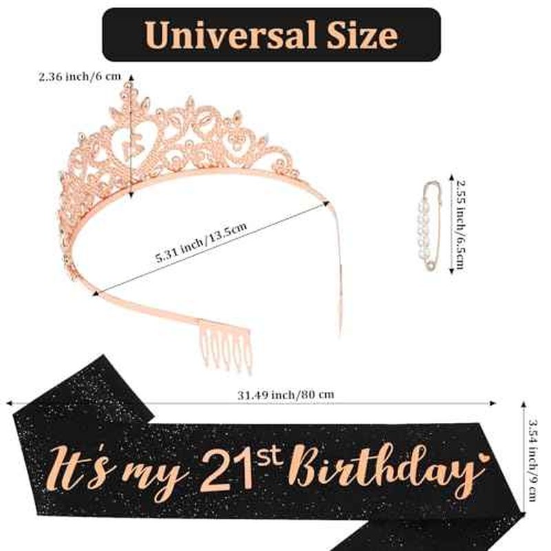 Happy 21st Birthday Decorations for Her - Sash, Crown, and Gifts for Women
