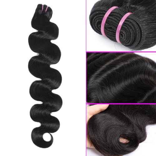 15A Raw Human Hair Bundles Body Wave Human Hair,Triple Lifespan Indian Virgin Hair,No Tangle Shedding,Multiple Washes Keep Texture Silky Soft (1 Bundle Natural Color, 18 Inch)