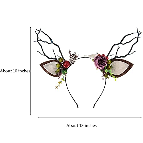 TOECWEGR Christmas Reindeer Antlers Headband Hair Clips Hair Hoop Girl Holiday Beauty Headdress