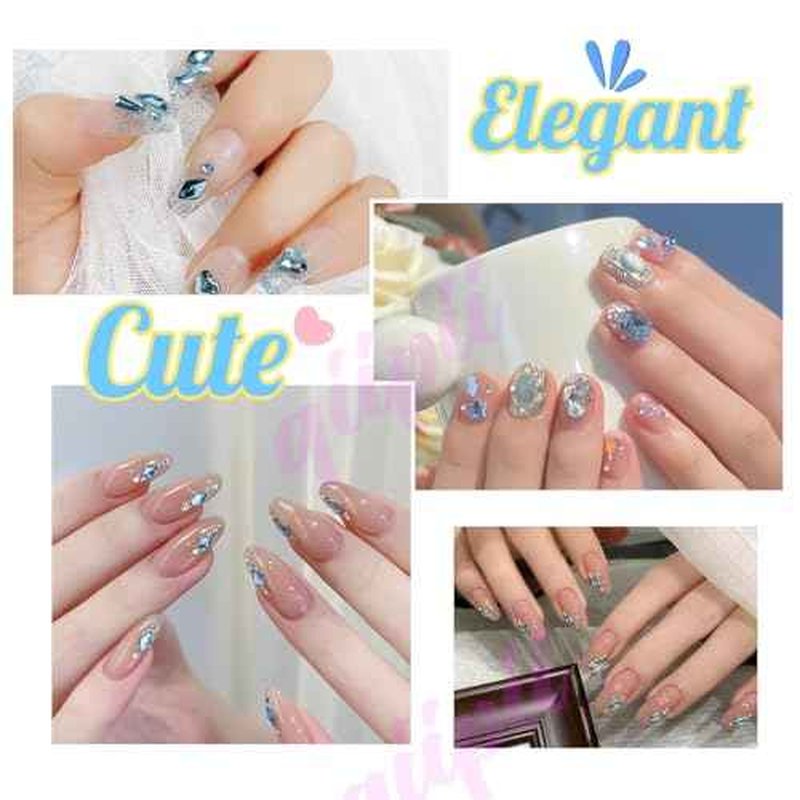 1802Pcs Light Blue Nail Rhinestones Baby Blue Gems for Nails 72 Multi Shapes K9 Glass Big Diamonds +1730 Flatback Round Beads Stones Crystals Jewels Nail Art Charms for Nails Faces Eyes Makeup