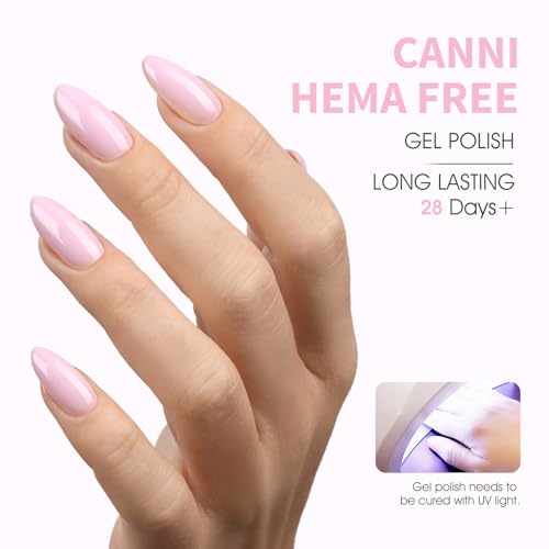 CANNI Light Pink Gel Nail Polish, 1Pcs Baby Pink Gel Polish Soft Pale Color High Gloss Soak Off U V Nail Manicure Salon DIY