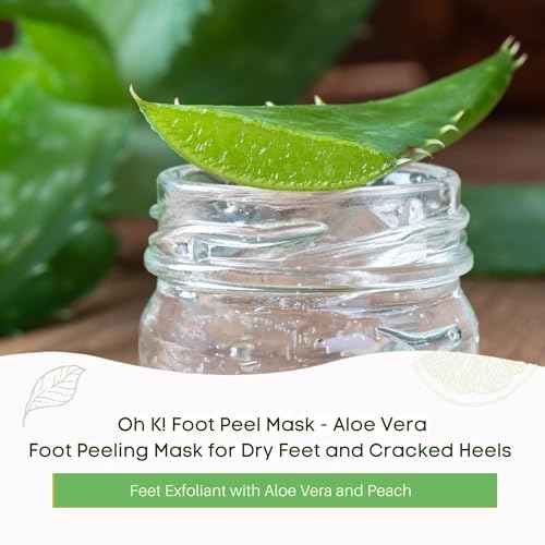 Oh K! Foot Peel Mask - Aloe Vera - Foot Peeling Mask for Dry Feet and Cracked Heels - Feet Exfoliant with Aloe Vera and Peach Extracts - 1 Pair