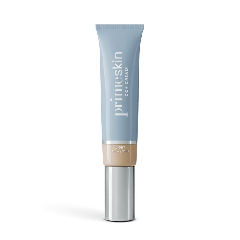 Prime Prometics PrimeSkin CC+ Cream for Mature Women – Lightweight Liquid-to-Powder Foundation – Blurs Pores & Covers Age Spots – Crease-Free, Hydrating & Soft-Matte Finish for Sensitive Skin (Light)