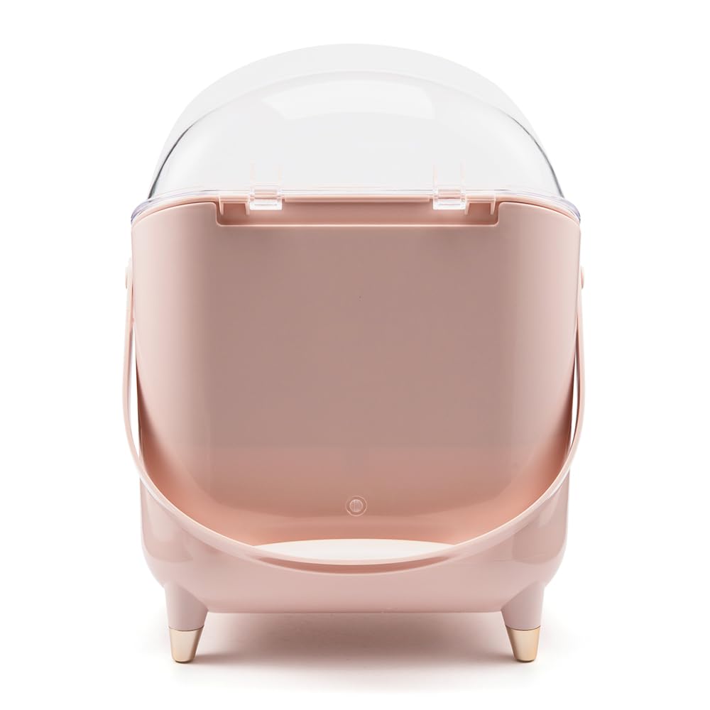 BENEALL Cosmetic Organizer Skincare Organizers, Makeup Organizer Box for Countertop with Lid and Drawers, Make Up Storage Organizer with Waterproof & Dustproof Cover for Vanity Women Girls (Pink)
