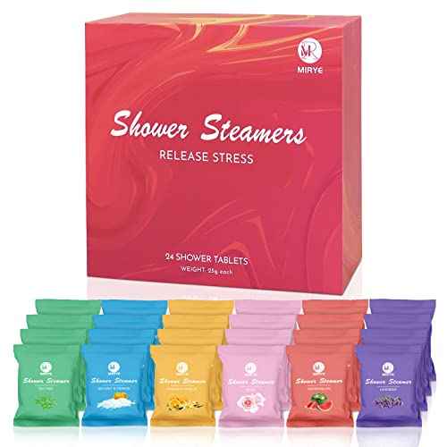Shower Steamers Aromatherapy Birthday Gifts for Women Men, 24-Pack Stress Relief Organic Shower Bombs with Essential Oil, Stocking Stuffers White Elephant Christmas Gifts for Mom Wife Friends