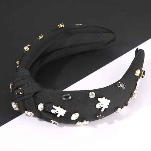 Halloween Headbands & Accessories - Jeweled Ghost Candy Corn Knotted Headband, Bracelets, Earrings & Hair Accessories for Women - Halloween Outfits (Pattern A)