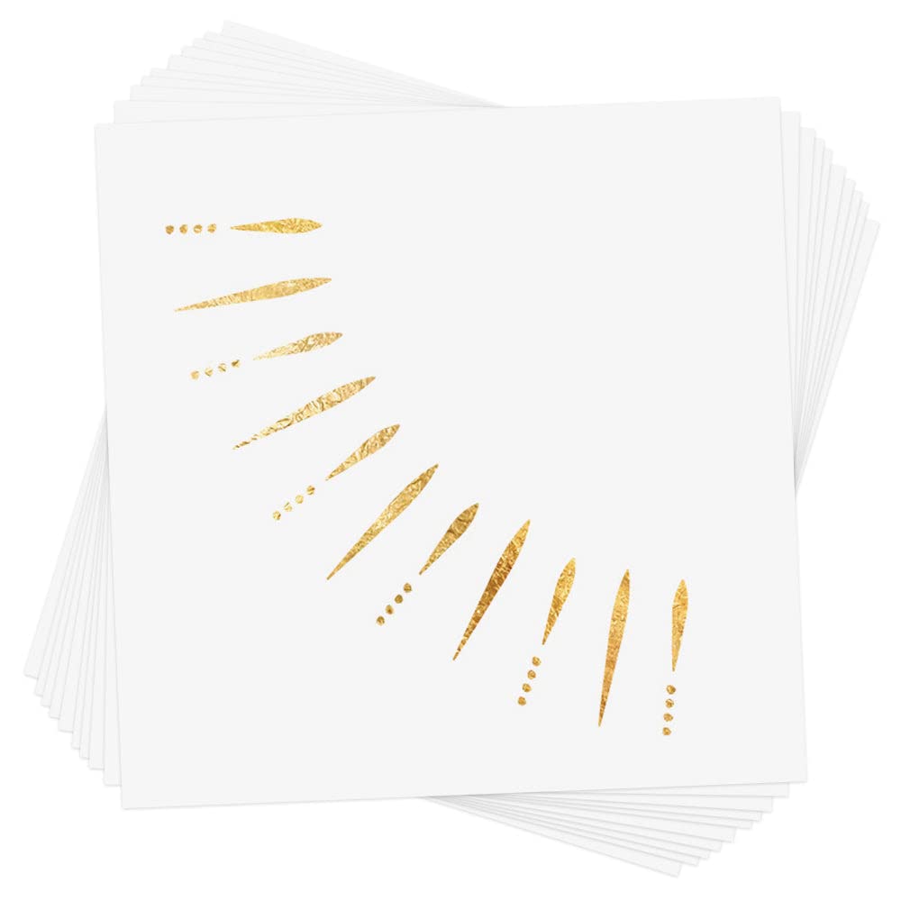 Flash Tattoos SUN RAYS Gold Glitter Freckles Face Tats - 10 Premium Waterproof Metallic Ethereal Makeup Beauty Patches with Celestial Sunbeams - Festival Makeup, Concerts, Parties, Game Day, Pool