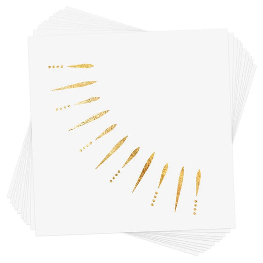 Flash Tattoos SUN RAYS Gold Glitter Freckles Face Tats - 10 Premium Waterproof Metallic Ethereal Makeup Beauty Patches with Celestial Sunbeams - Festival Makeup, Concerts, Parties, Game Day, Pool