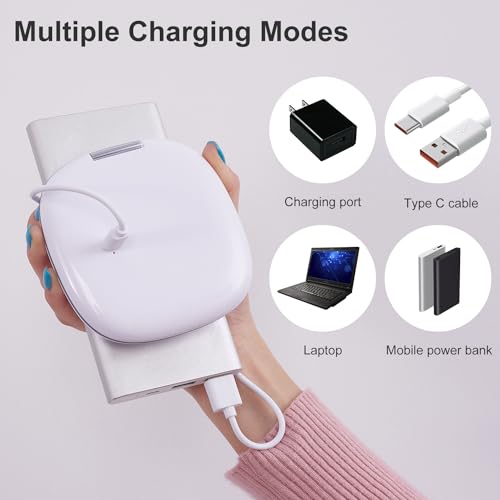 Mocado Compact LED Magnifying Travel Makeup-Mirror - 4 inches 1X/10X Magnification Small Hand Pocket Dimmable Double Sided USB Rechargeable Touch Screen, Portable Tabletop Cosmetic (White)