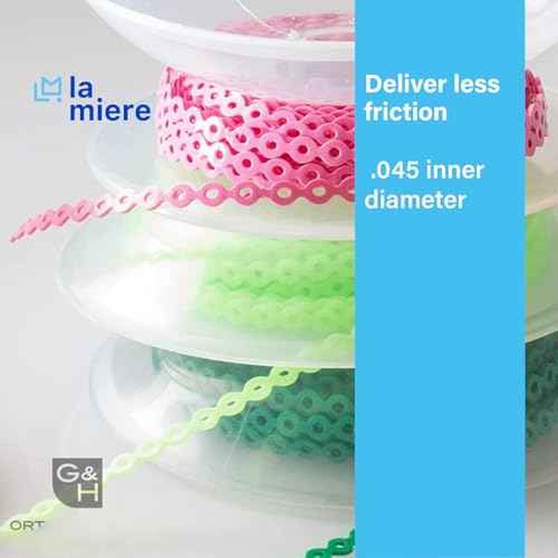 LA MIERE 1 Roll Orthodontic Rubber Chains, Braces Power Chains consisted force in closed, short, long 15''spools (closed, 0.113¡¯¡¯(2.5mm), Turquoise)