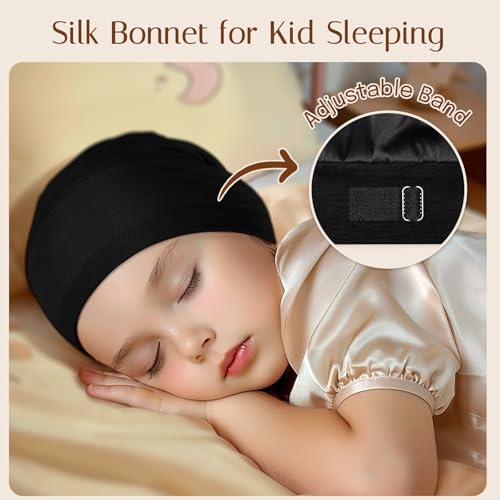 OLESILK Silk Toddler Bonnet 6-36 Months: 100% Mulberry Silk & Modal, Anti-Frizz for Curly Hair, Adjustable Fit Growing Baby