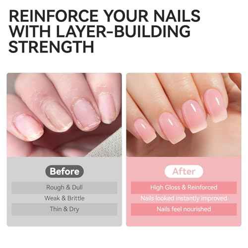 Nail Strengthener Protein for Damaged Nails: Pink 15ml 6 in 1 Natural Nail Hardener Extra Strong and Growth - Long Lasting Repair for Damaged Nails - Growth Oil for Salon Home Daily Work