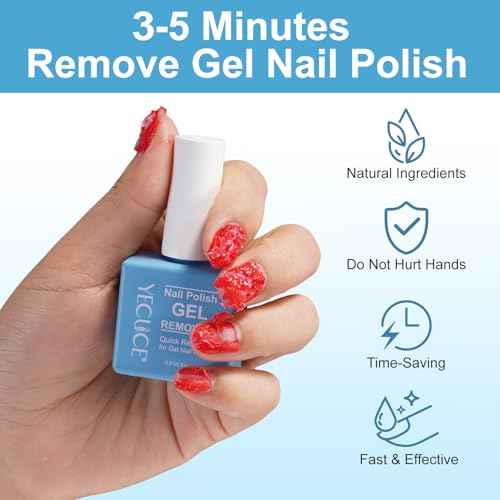 Gel Nail Polish Remover, Remove Gel Nail Polish Within 3-5 Minutes - Quick & Easy Polish Remover - No Need For Foil, Soaking Or Wrapping with 1 PCS Cuticle Pusher + 1 PCS Nail Polish Scraper