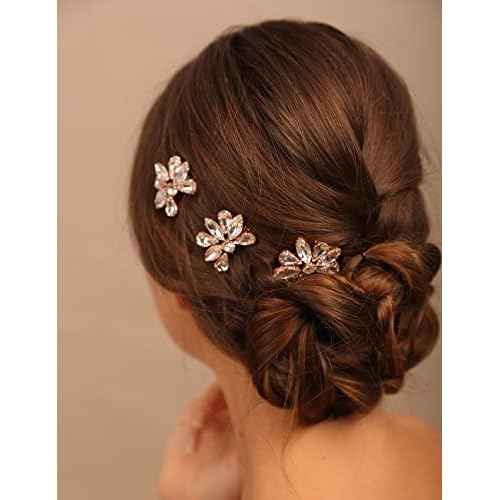 Teyglen Simple Rhinestones Crystal Bride Wedding Hair Comb Set Handmade Red Blue Black Crystal Side Hair Combs Bridal Hair Jewelry Set for Women Bride Girls (Dark Blue)