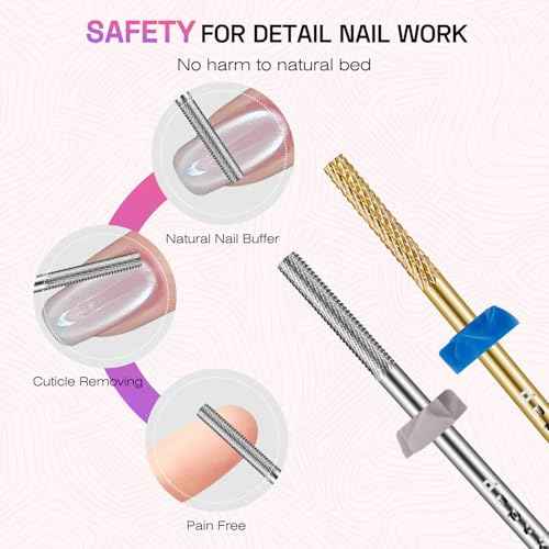 Cuticle Bit for Nail Drill 2Pcs: Carbide 3XF drill bits nail tech Remover Needle Bit Under Nail Cleaner Dead Skin Nail Prepare 3/32'' for Electric Nail File Nail Buffer Bit