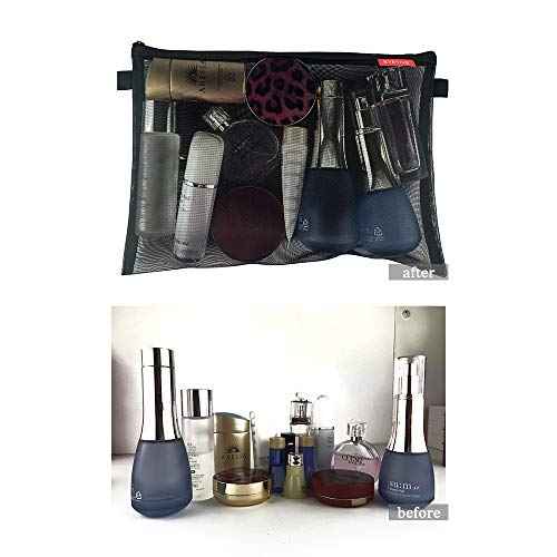 Mesh Cosmetic Bag Mesh Makeup Bag Set Nylon Bag With Zipper Toiletry Beauty Storage Bags Zipper Pouch Cosmetic Organizer Travel Accessories Kit Set Portable Storage, 8 PCS Black A