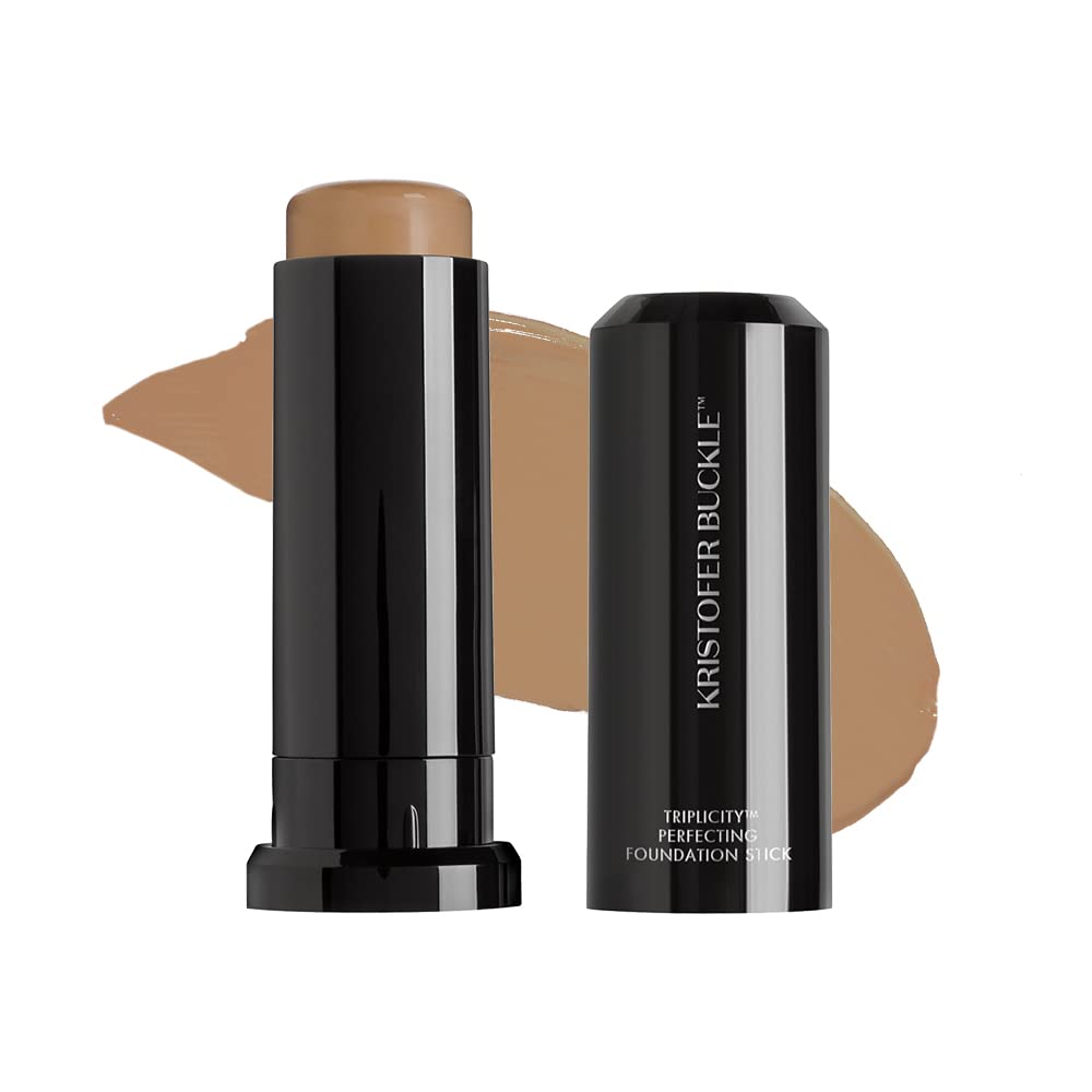 KRISTOFER BUCKLE Triplicity® Perfecting Foundation Stick, 0.4 oz. | Primes Skin, Provides Buildable Coverage & Has A Soft-Focus Effect | Deep