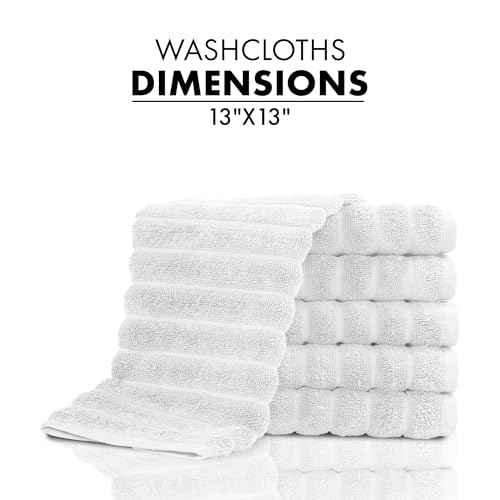 Classic Turkish Towels CTT Luxurious 100% Turkish Cotton Washcloths 6 Pack, Highly Absorbent & Quick Dry, Face Towels Wash Cloths for Hotel, Spa & Gym | 13"x13" (Platinum)
