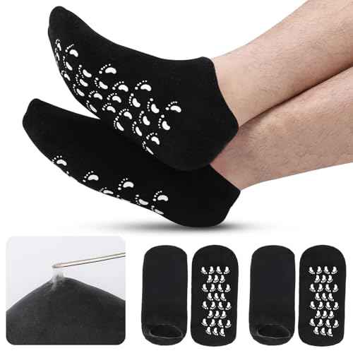 11" Large Silicone Moisturizing Socks for Men - 2 Pairs Soft Foot Care Socks - Feet Moisturizing Socks for Dry Cracked Feet (Size L)