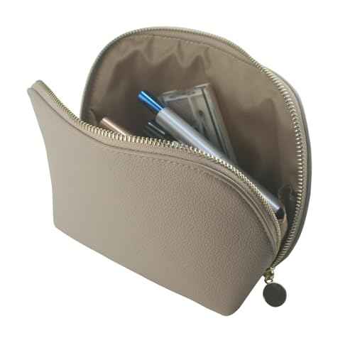 Small Travel Cosmetic Bag Portable Makeup Bag PU Leather Makeup Pouch for Women (PU leather, Misty gray)