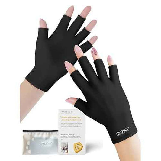 UV Gloves for Gel Manicures, 2 Sizes Option for Regular/Petite Hands, UPF50+ Fingerless Gloves Anti Sun & UV light