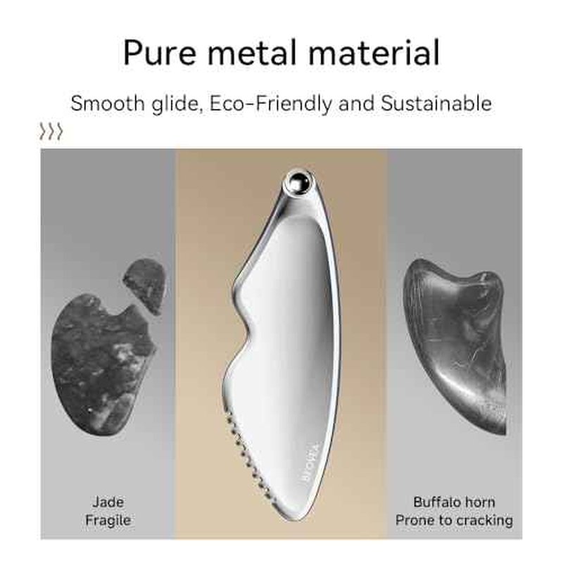 Gua Sha Facial Tools - Guasha Tool for Face and Body, Premium Metal Scraping Massage Tool for Lymphatic Drainage, Skin Rejuvenation, and Relaxation