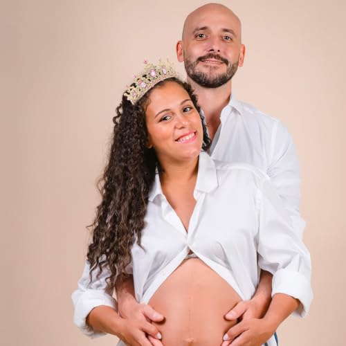 Gold Crown for Women, Fufuddz Pink Crystal Tiara Princess Tiaras Queen Crowns with Combs Quinceanera Birthday Bridal Wedding Prom Party Halloween Headband Christmas Hair Accessories 15th 16th