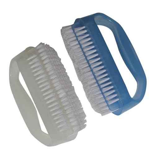 Coralpearl Nail Brushes X 2 for Cleaning Hand Finger Foot Toe with Cuticle Remover, Small Scrubber Cleaner with Handle, Soft Scrub Set for Fingernail Manicure, Toenail Pedicure, Gardener, Mechanic