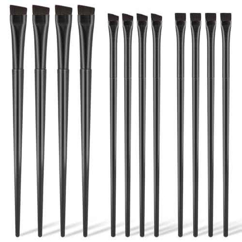12 Pack Angled Eyeliner Brush Set Eyebrow Brushes, Flat Eyebrow Tint Brush, Ultra Thin Makeup Brush, Fine Slanted Eyebrow Brush Applicator, Eye Makeup Brush Applicator