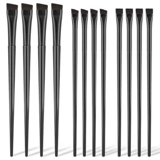 12 Pack Angled Eyeliner Brush Set Eyebrow Brushes, Flat Eyebrow Tint Brush, Ultra Thin Makeup Brush, Fine Slanted Eyebrow Brush Applicator, Eye Makeup Brush Applicator