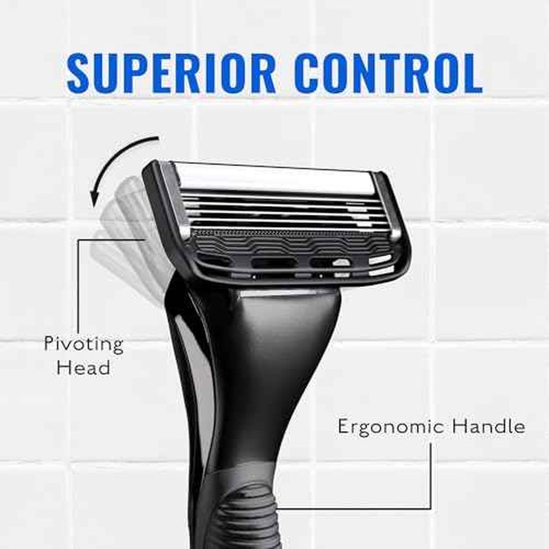 Jeremy's Razors for Men: Sprint 3 Blade Razor - Stainless Blades, Lubricating Strip, Precision Trimmer - Men's Shaving Essentials Kit, Travel Shaver Face Body Head Shavers (1 Razor 1 Cartridge)