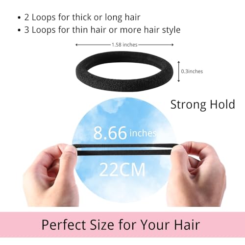 LuSeren 120PCS Black Hair Ties for Thick Hair ? Seamless No Damage Elastic Ponytail Holders, Black Hair Band,Bulk Nylon Hair Elastics for Women
