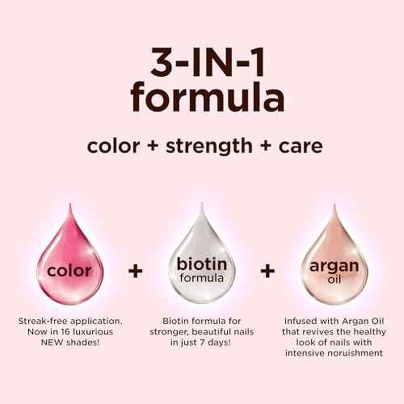 Sally Hansen Color Therapy Nail Polish | Biotin, Argan Oil, Long Lasting, Healthy Nails, Nail Strengthener, Opaque, Shimmery | 227 Epink Journey | Pink Nail Color