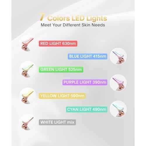 Light Based Face-Neck-Massager - 7 Color Portable Facial Massager for Skin Care, Rose Gold