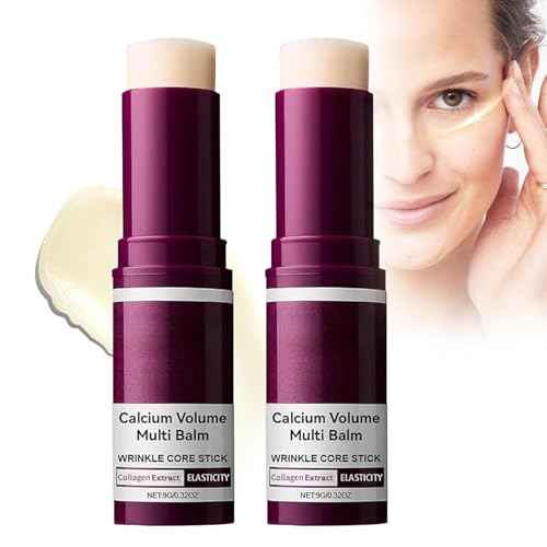 Vitaliq Cemenrete, Calcium Volume Multi Balm,Korean Collagen Moisturing Stick,Repair moisturizing Cream,Anti-aging,Hydrating,Firming Skin, Almond & Vitamin E for Neck, Face (2PCS)
