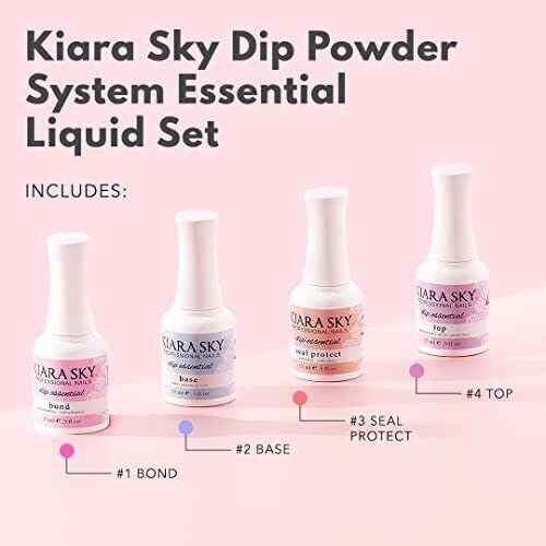 KIARA SKY Dip Manicure Nail Liquid Essentials | 0.5 fl oz | Dip Liquids Kit Steps 1-4