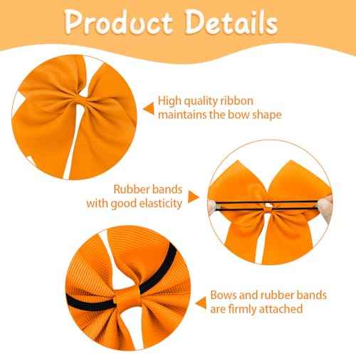 2 PCS Large Orange Hair Bows for Girls - Cheerleading Bows with Large Size for Cheerleaders' Hair