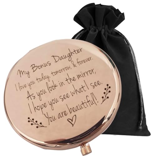 Bonus Daughter Gifts, Step Daughter Gifts from Stepmom, Christmas Step Daughter Gifts from Stepdad, Bonus Daughter Birthday Gifts, Mothers Day for Bonus Daughter, Stepdaughter Compact Mirror
