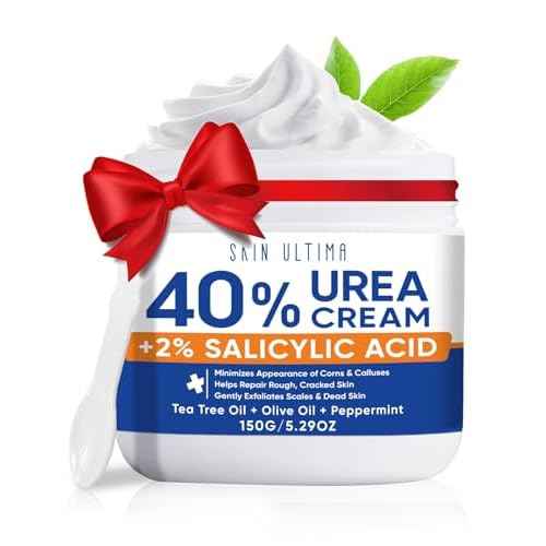SKIN ULTIMA Urea Cream 40 Percent Plus 2% Salicylic Acid, 40% Urea Cream for Feet Maximum Strength, Foot Cream for Dry Cracked Feet, Heels, Knees, Hands & Elbows, Intensive Repair & Moisture, 5.29 oz