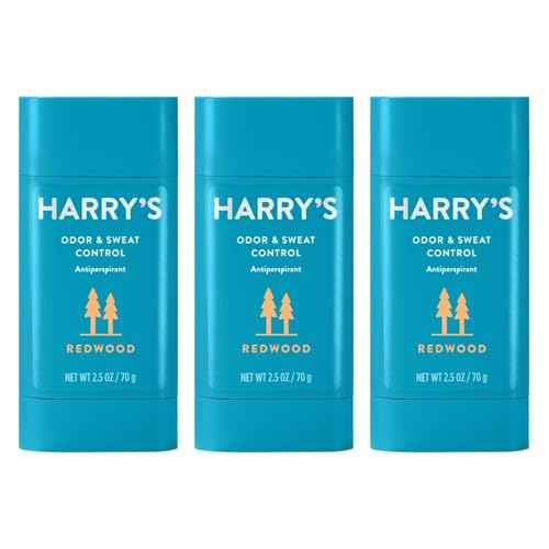 Harry's Antiperspirant Deodorant, Sweat & Odor Control Antiperspirant for Men, Redwood, 2.5 oz Pack of 3