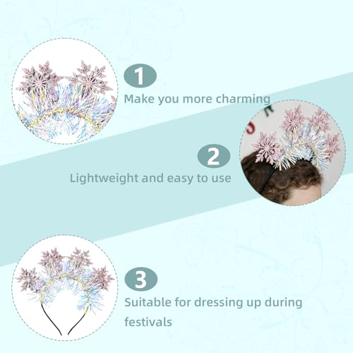 Snowflake Christmas Headband Snow White Pink Snowflake Headband Xmas Glitter Hairband for Women Christmas