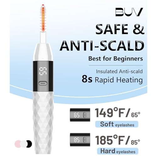 Heated Eyelash Curlers - Heated Lash Curler Best Seller Electric Eyelash Curler Rechargeable for 24H Long Lasting Natural Eyelashes, 4 Heating Modes, 8S Fast Heating, White